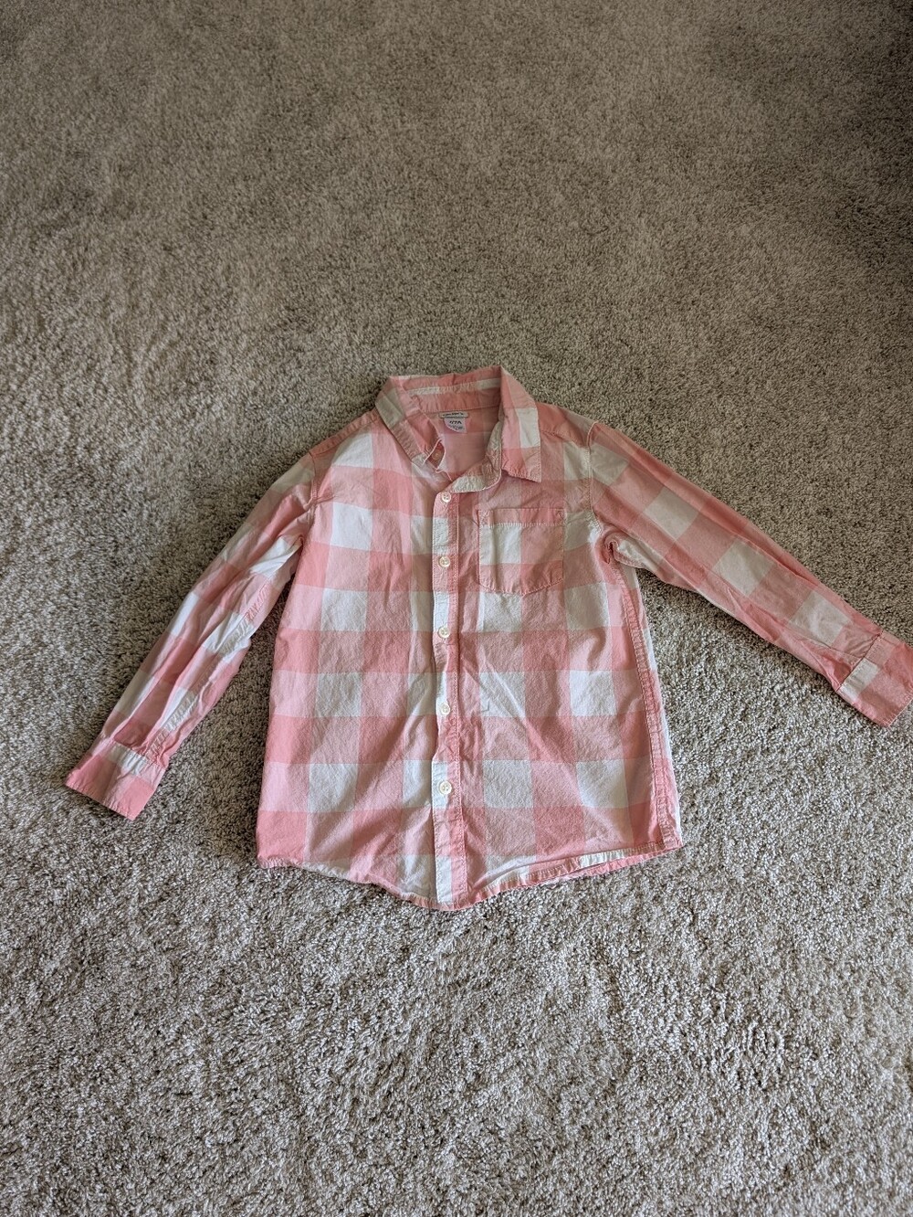 Carter's Pink & White Plaid Button-Down Shirt - Size 7